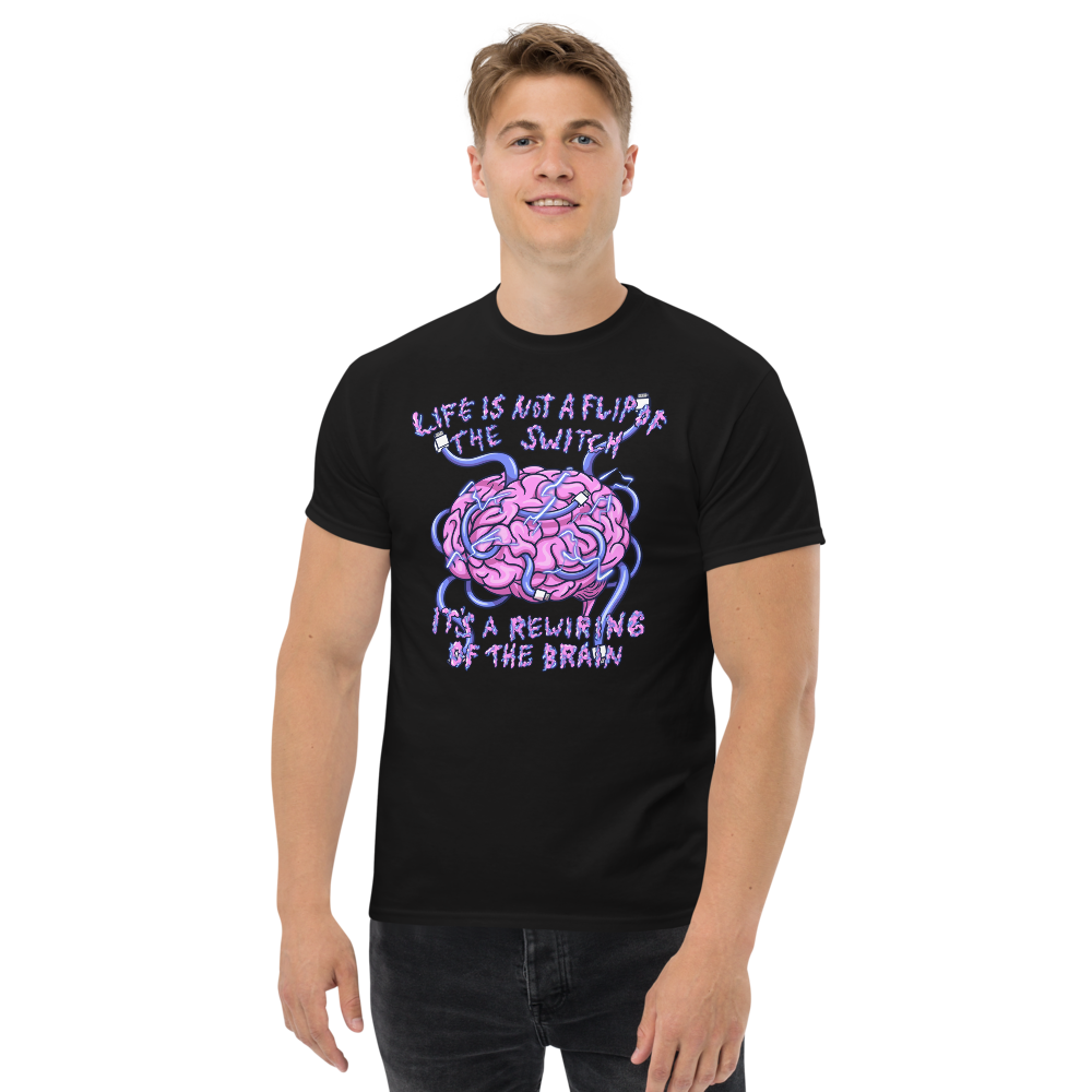 Rewired Brain Tee Black Front Model 2