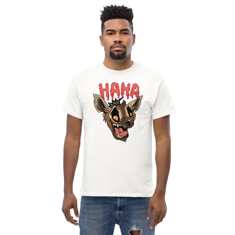 HaHa Hyena Tee White Front Model 1